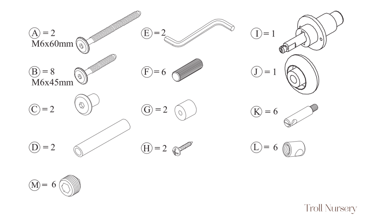 Fitting pack for Torsten Swinging Crib WHITE