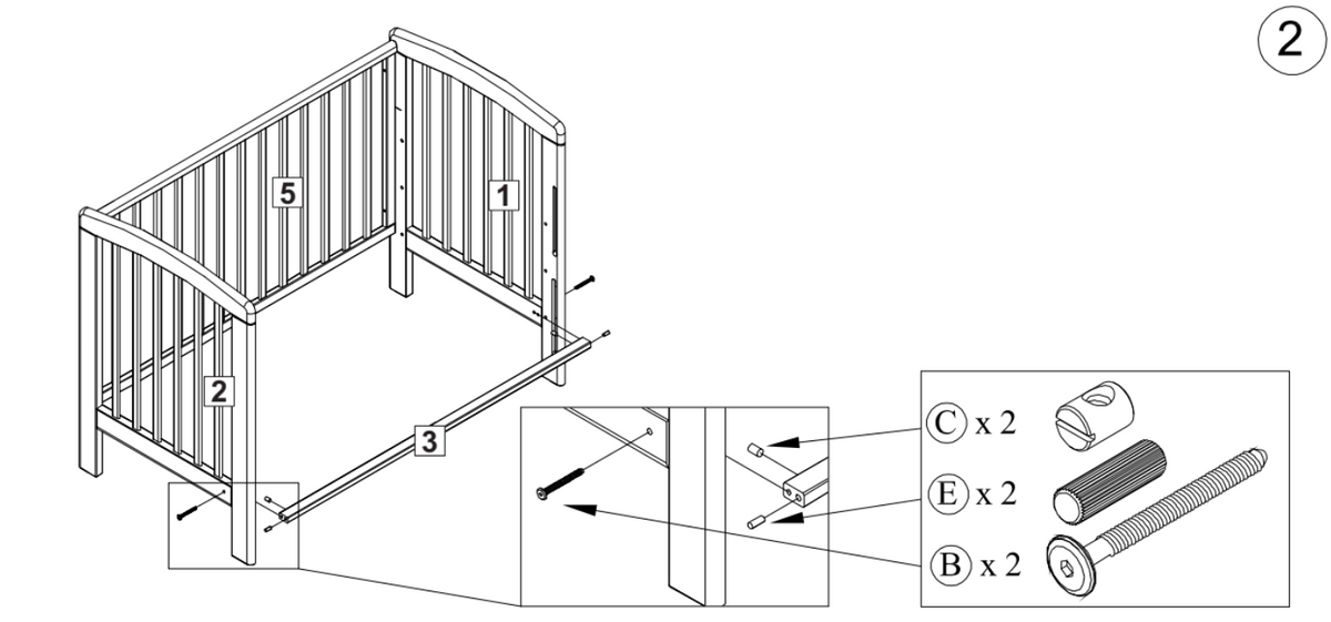 Stabilising Bar & fittings for Lux Cot WHITE