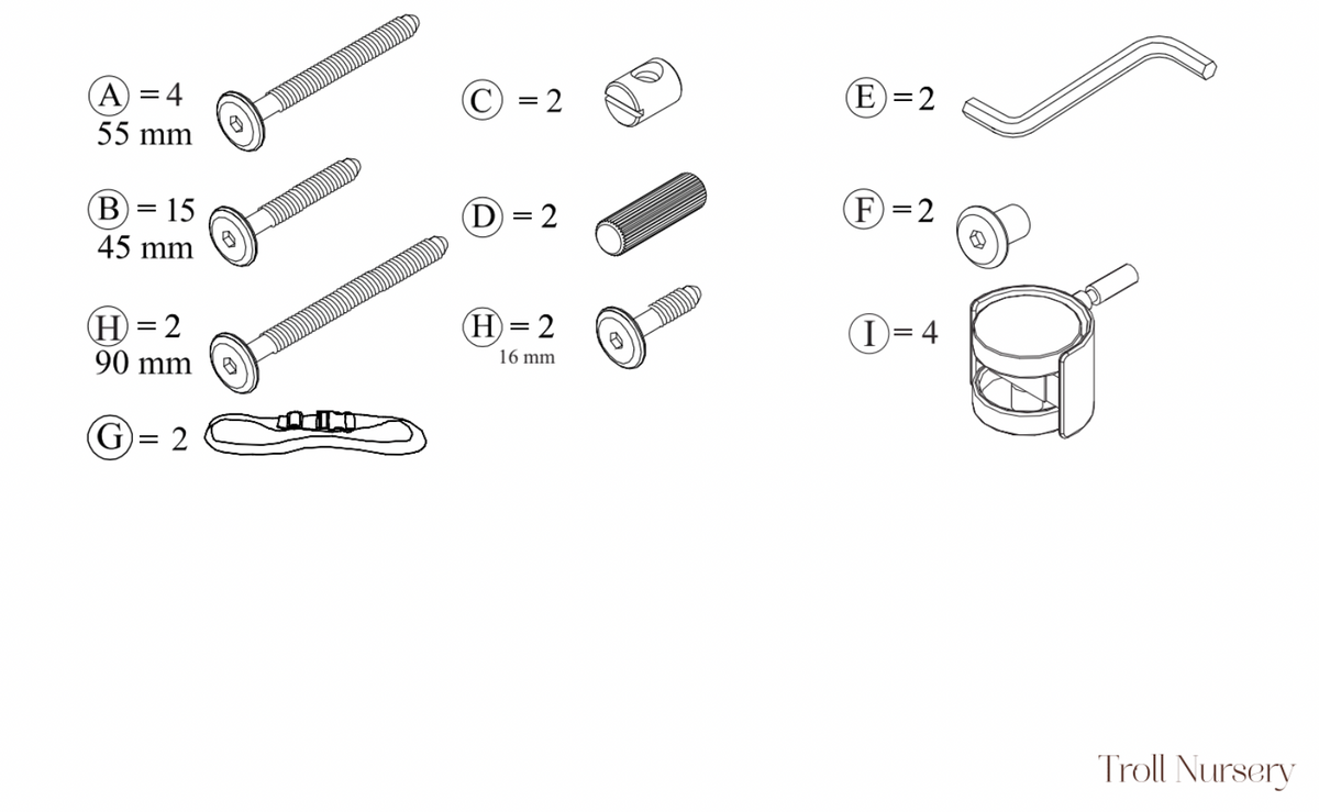 Fitting pack for Bedside Crib Sun 2020